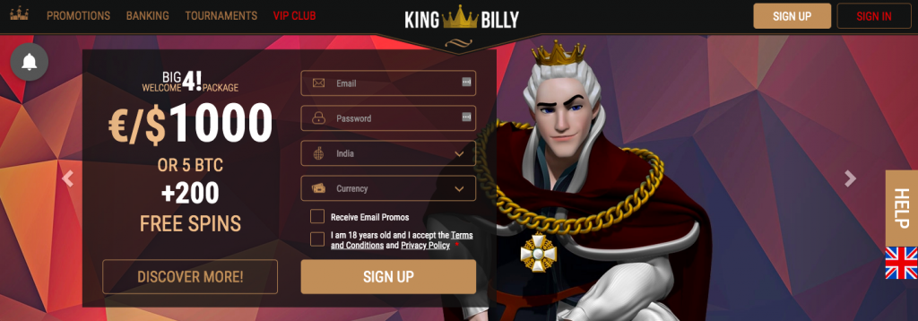 KingBilly Casino Welcome Bonus