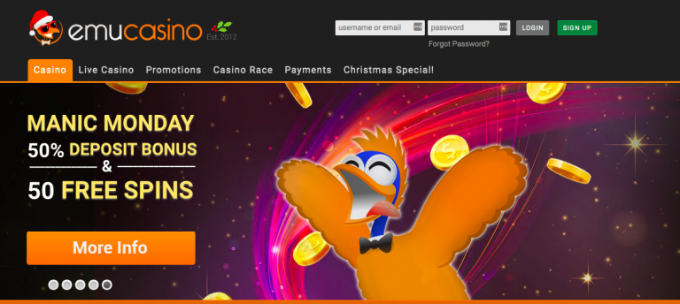 EmuCasino Monday Bonus Info