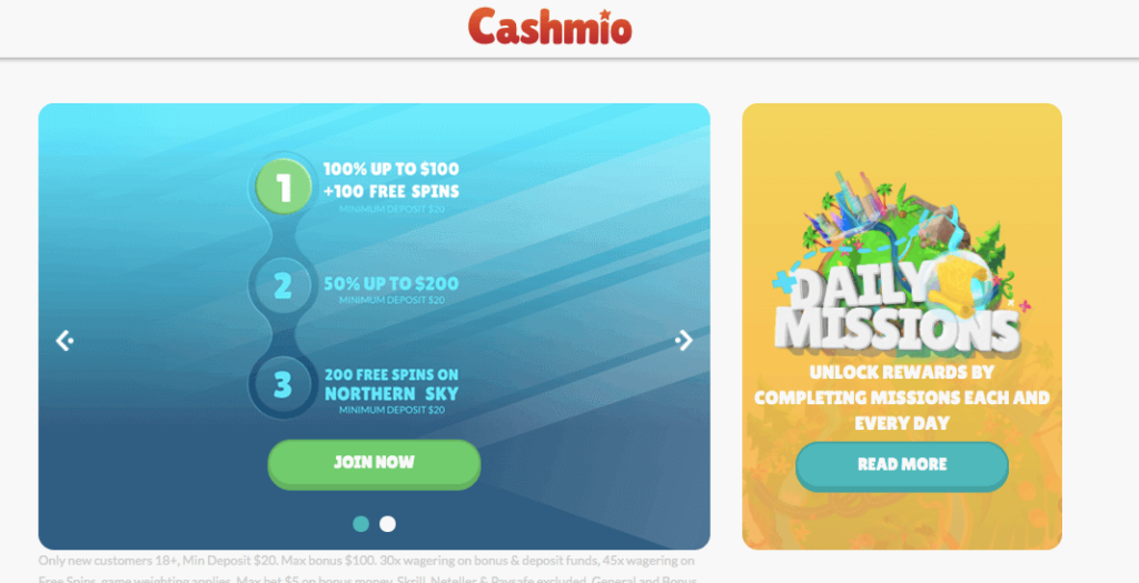 Cashmio Casino Welcome Bonus 