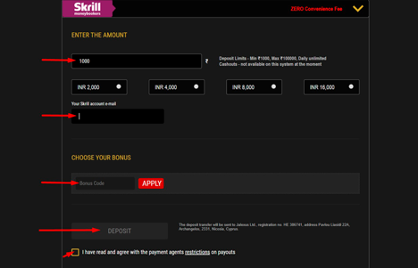 showlion skrill deposit method