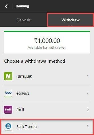 Betway withdrawal methods