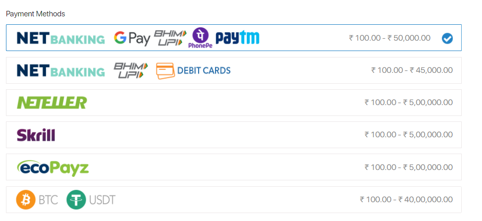 Deposit Methods