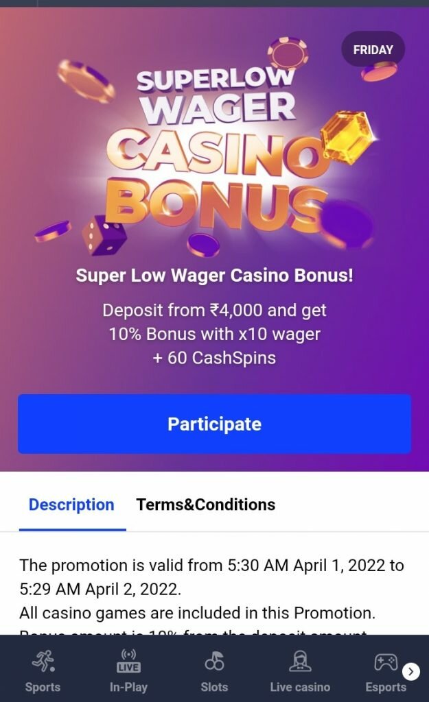Super Low Wager Casino Bonus
