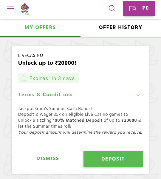 Welcome Bonus on Jackpot Guru